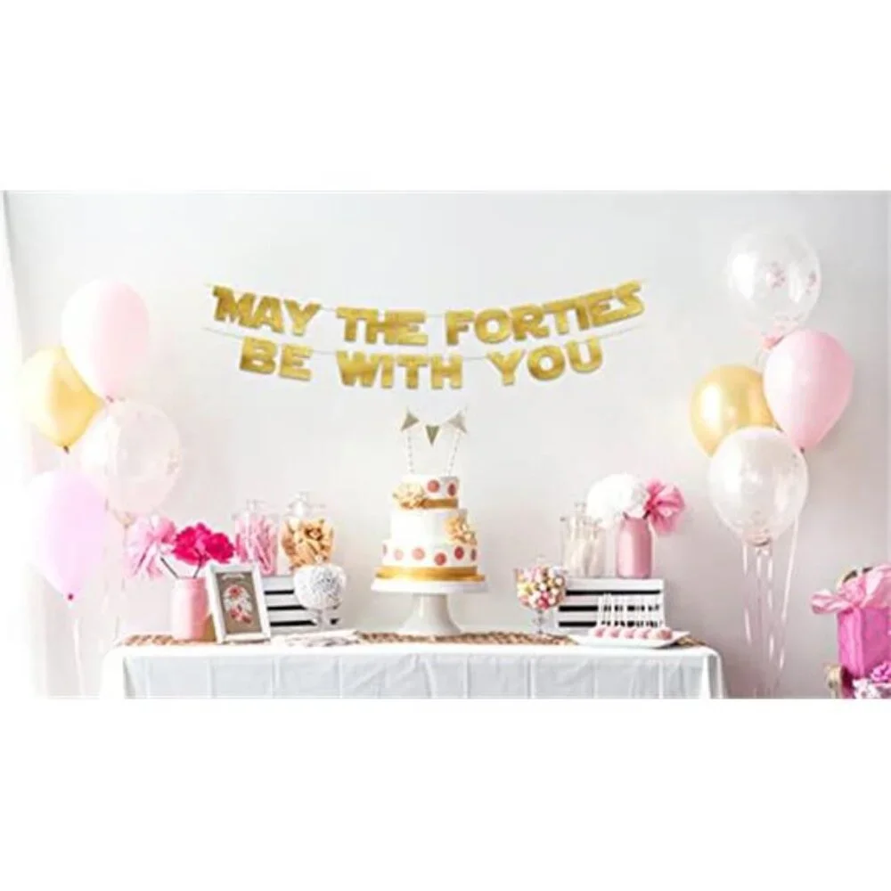 40th Birthday Banner Gold Glitter Party Decoration Anniversary Party Supplies